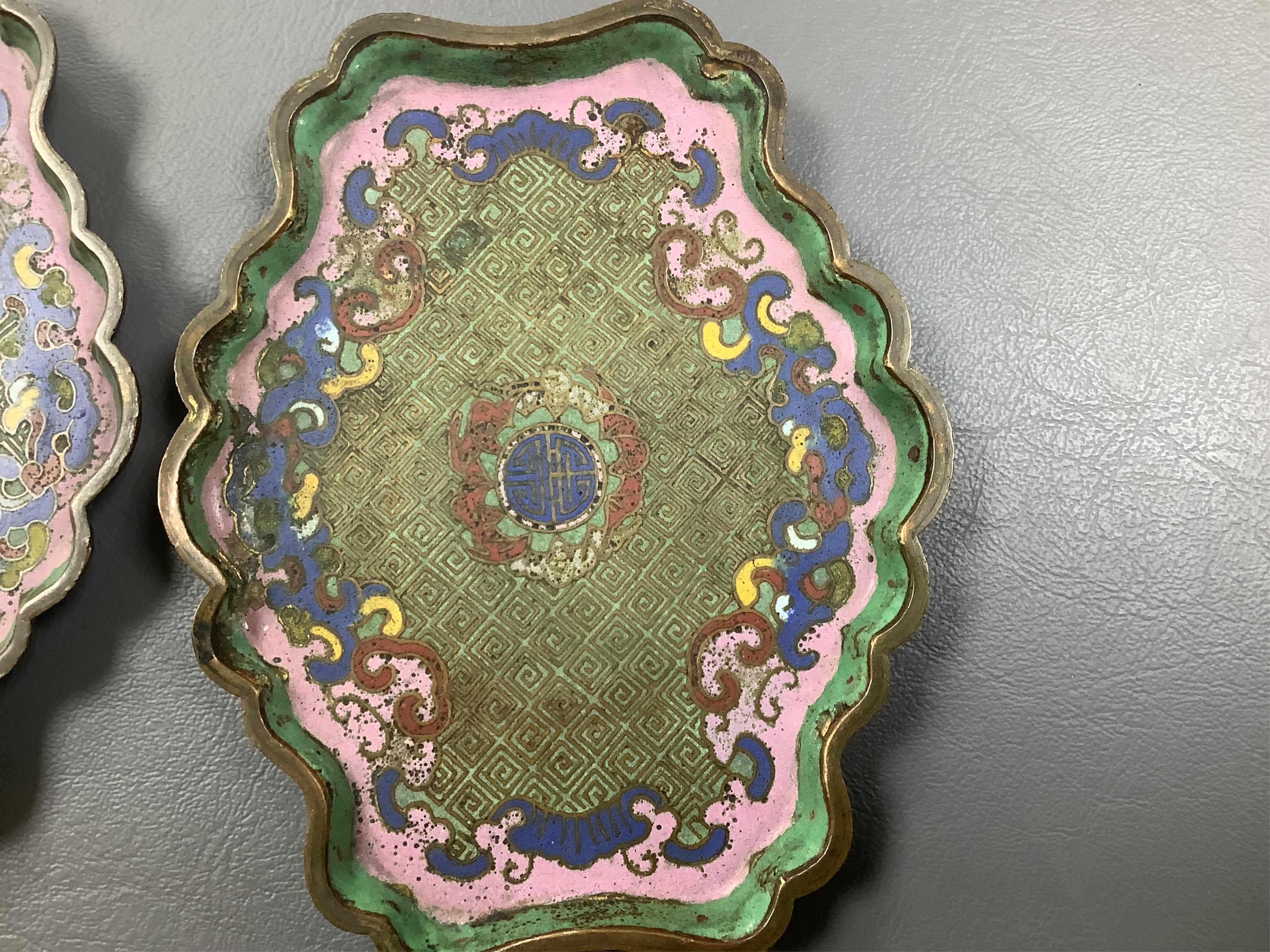 Three Chinese cloisonné enamel stands or trays, 18th century